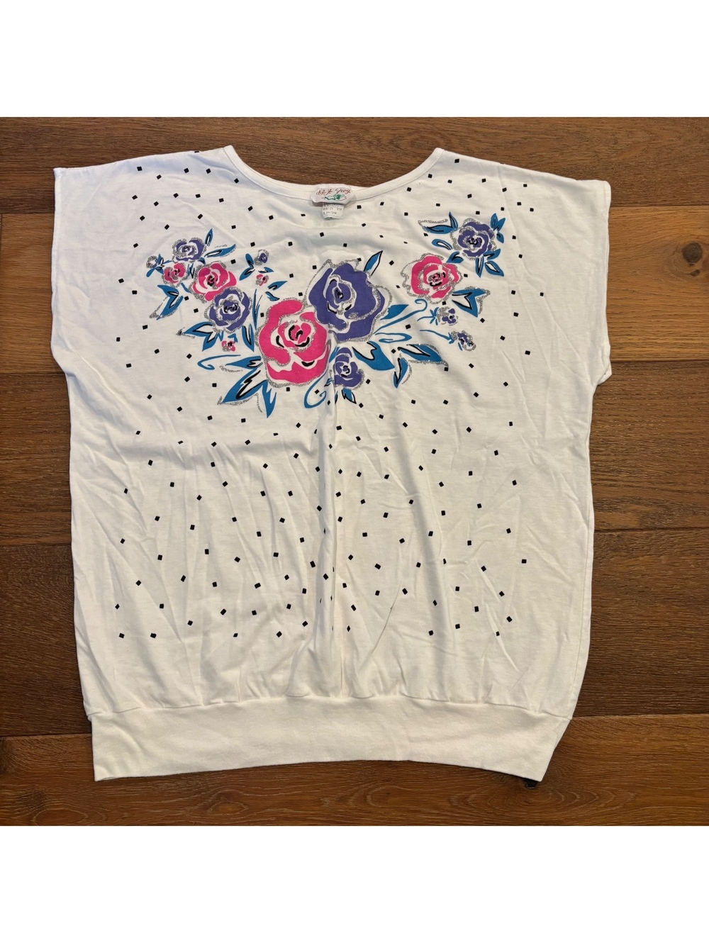 VINTAGE 80s BJ Frog Graphic Floral T-Shirt, XL, Made in USA